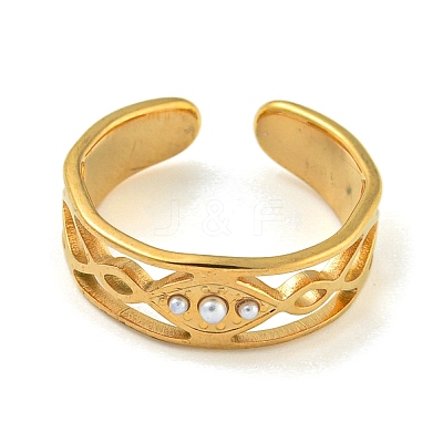 Ion Plating(IP) 304 Stainless Steel Cuff Open Rings RJEW-K283-11G-1