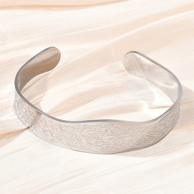 Abstract Pattern 304 Stainless Steel Cuff Bangles for Women BJEW-D466-04P-1