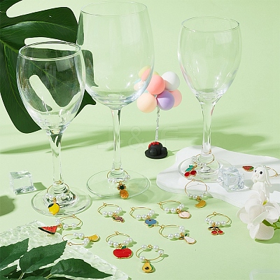 Alloy Enamel Wine Glass Charms AJEW-SC0002-10-1