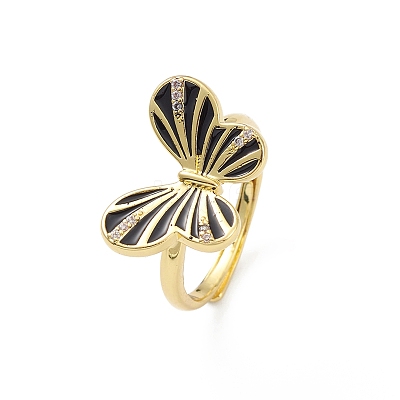 Enamel Butterfly Adjustable Ring RJEW-K240-02G-1