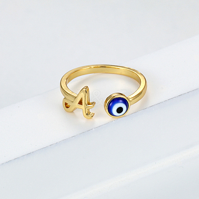 Golden Brass Letter A Open Cuff Rings NE2200-1-1