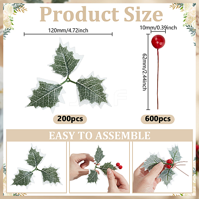 600Pcs Foam Artificial Red Holly Berries Model AJEW-GO0004-35-1