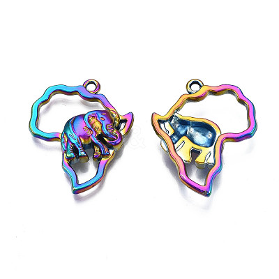 Rack Plating Rainbow Color Alloy Pendants PALLOY-S180-307-1