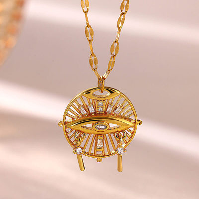 304 Stainless Steel Crystal Rhinestone Pendant Necklaces WG0BD1F-01-1