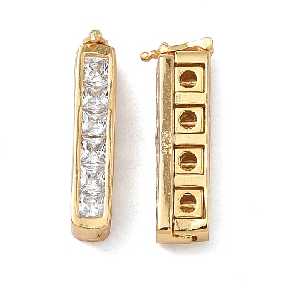 925 Sterling Silver Cubic Zirconia Twister Clasps STER-WH0007-28A-G-1