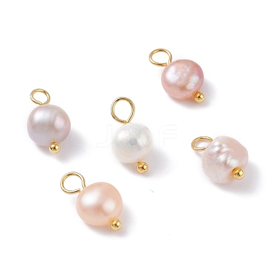 Natural Cultured Freshwater Pearl Charms PALLOY-JF01098-02-1
