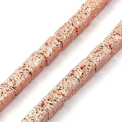 Electroplated Natural Lava Rock Beads Strands G-I360-K02-03-1