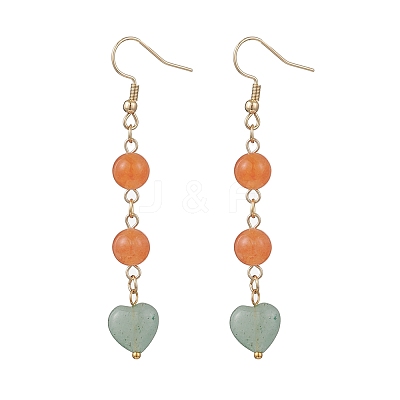 Natural Green Aventurine & Dyed Natural Malaysia Jade Dangle Earrings EJEW-JE06673-01-1