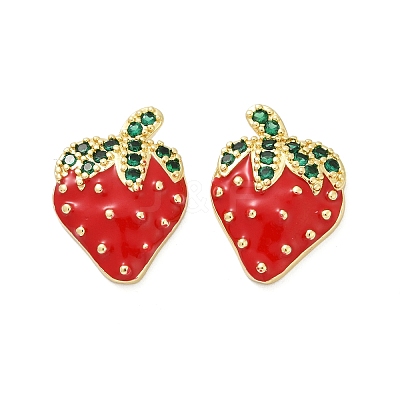 Brass Micro Pave Cubic Zirconia Stud Earrings EJEW-F895-27C-02G-1