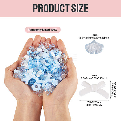 100G Transparent & Opaque Acrylic Beads TACR-TA0001-57D-1