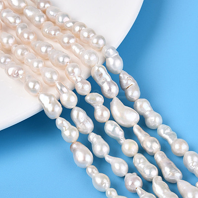 Natural Baroque Keshi Pearl Beads Strands PEAR-S020-F14-03-1