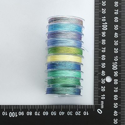 10 Rolls 3-Ply Polyester Metallic Threads MCOR-CJ0001-07B-1