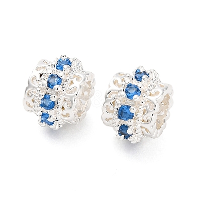Brass Micro Pave Cubic Zirconia European Beads KK-H513-06S-1