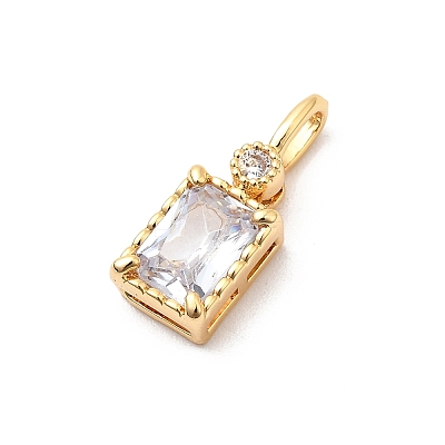 Brass with Cubic Zirconia Pendants KK-F916-10G-03-1