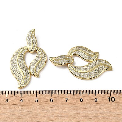 Rack Plating Brass Micro Pave Clear Cubic Zirconia Pendants KK-M268-02G-1