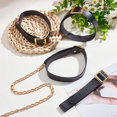 PU Leather Choker Necklaces with Alloy Clasp AJEW-WH0348-131A-1