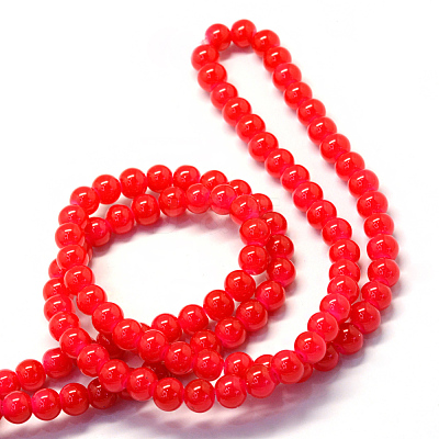 Baking Paint Imitation Jade Glass Round Bead Strands X-DGLA-Q021-10mm-05-1