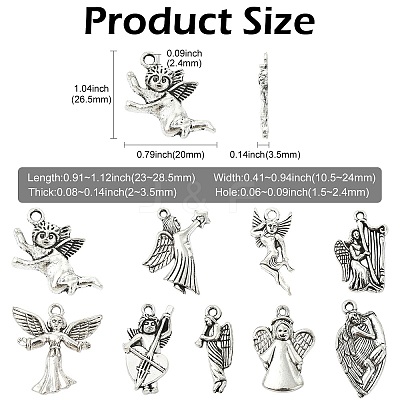 45Pcs 9 Styles Tibetan Style Alloy Pendants FIND-CJ0005-73-1