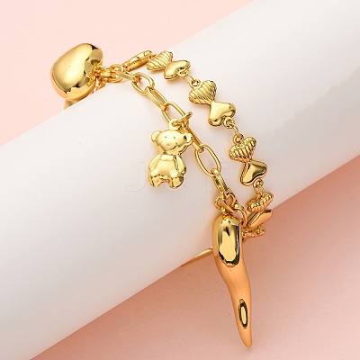 304 Stainless Steel Bowknot Link Chain Multi-strand Bracelets BJEW-G758-01G-1