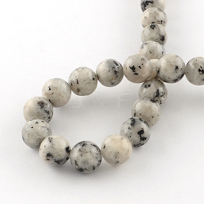 Dyed Natural Sesame Jasper Round Beads Strands G-R342-8mm-15-1