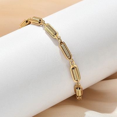 304 Stainless Steel Spring Oval Link Chain Bracelets for Women Men BJEW-S164-01G-1