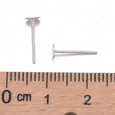 925 Sterling Silver Round Flat Pad Stud Earring Findings STER-T002-200S-1