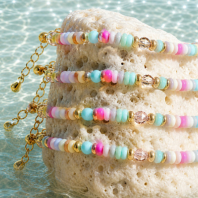 Bohemian Dyed Natural Shell Heishi Beaded Bracelet Sets MF5991-1-1