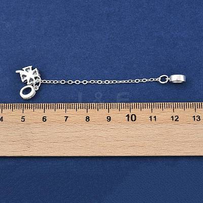 Brass Pave Clear Cubic Zirconia European Safety Chains with Charms KK-L236-15C-S-1