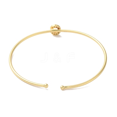 Rack Plating Brass Micro Pave Clear Cubic Zirconia Letter Open Cuff Bangles BJEW-A018-01G-G-1