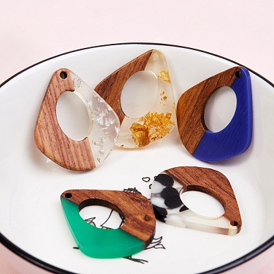 DIY 5 Pairs Resin & Walnut Wood Earrings Making Kits DIY-SZ0001-74-1
