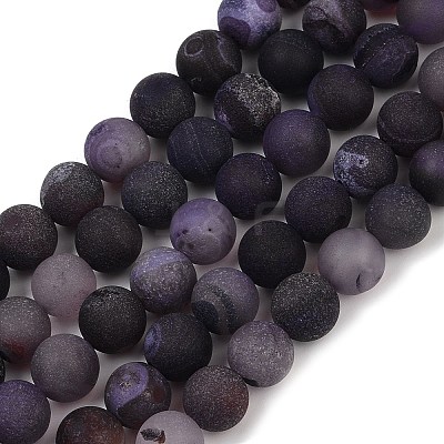 Natural Druzy Agate Beads Strands G-NH0024-A05-8mm-1