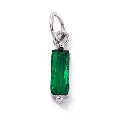 304 Stainless Steel Cubic Zirconia Pendants STAS-E487-21P-06-1