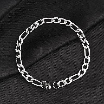 Tarnish Resistant Trendy Women's 304 Stainless Steel Figaro Chain Bracelets LS-STAS-A028-B017P-1