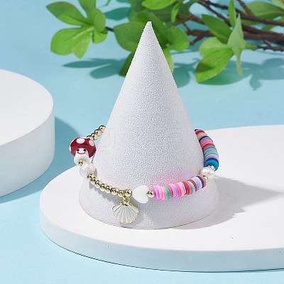 Alloy Enamel Shell Charm Bracelet BJEW-TA00086-1