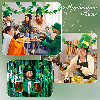 4 Bag Felt Clover Hanging Banner for Saint Patrick's Day Decoration AJEW-CY0002-43-1