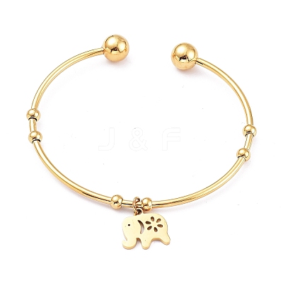 PVD Vacuum Plating 201 Stainless Steel Cuff Bangles BJEW-M284-20G-1-1