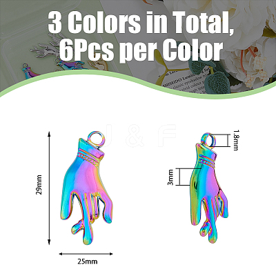 18Pcs 3 Colors Ion Plating(IP) 304 Stainless Steel Pendants STAS-DC0014-06-1