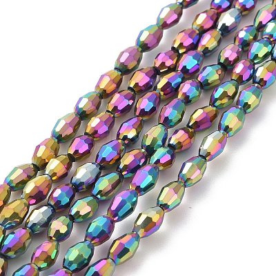 Electroplate Glass Beads Strands EGLA-J013-4X6mm-F15-1