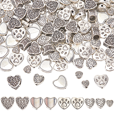 150pcs 5 Styles Tibetan Style Alloy Beads FIND-SC0011-21-1