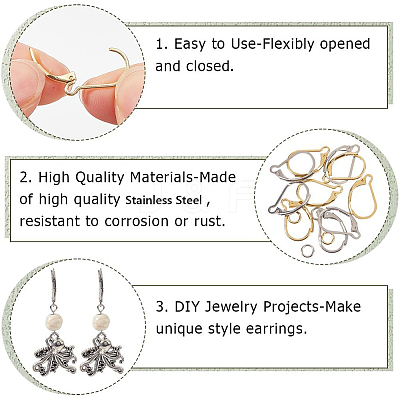 80Pcs 2 Color 304 Stainless Steel Leverback Earring Findings STAS-SP0001-19-1