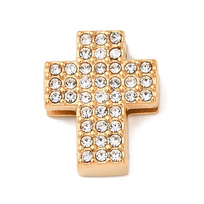 304 Stainless Steel Rhinestone Slide Charms STAS-P421-04D-G-1