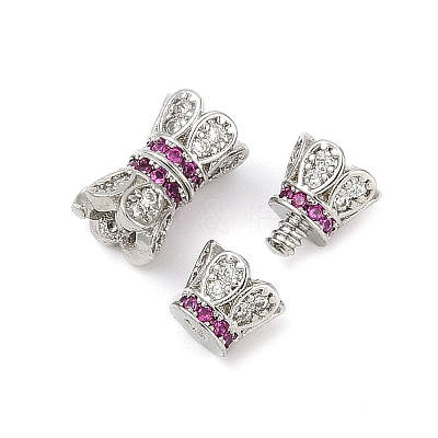 Brass Micro Pave Cubic Zirconia Screw Clasps KK-H202-15P-1