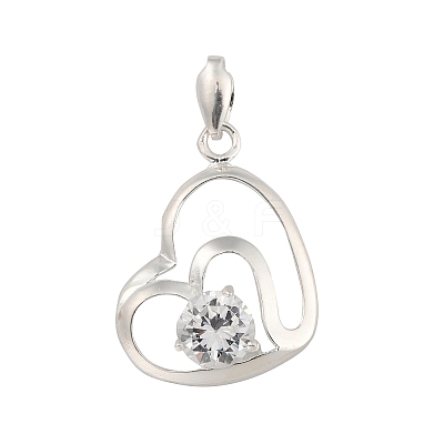 Fine Silver Pave Clear Cubic Zirconia Pendants STER-P069-03B-S-1