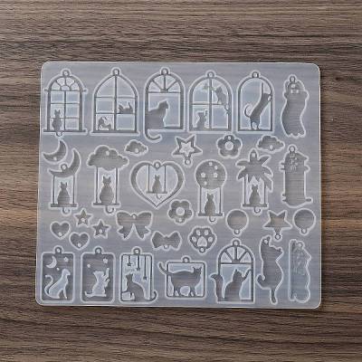 Cat Shape Theme DIY Pendant Silicone Molds X-DIY-F161-01C-1