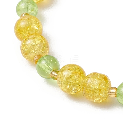 3Pcs 3 Colors Spray Painted Crackle Glass Beads Stretch Bracelets for Women BJEW-MZ00201-1