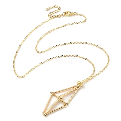 Brass Macrame Pouch Empty Stone Holder for Pendant Necklaces Making NJEW-TA00111-01-1