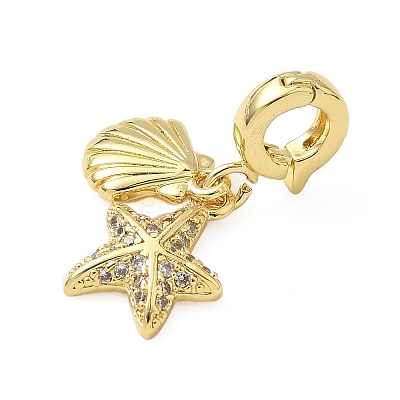 Brass Micro Pave Clear Cubic Zirconia Fold Over Clasps KK-H076-18G-1