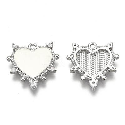 Brass Micro Pave Clear Cubic Zirconia Pendants KK-R136-060P-NF-1