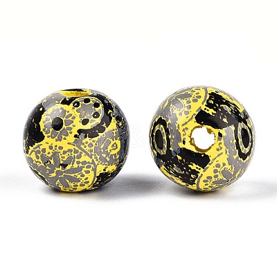 Bohemian Style Printed Schima Wood Beads WOOD-T032-31G-1