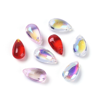 Transparent Glass Charms GLAA-H016-11K-1